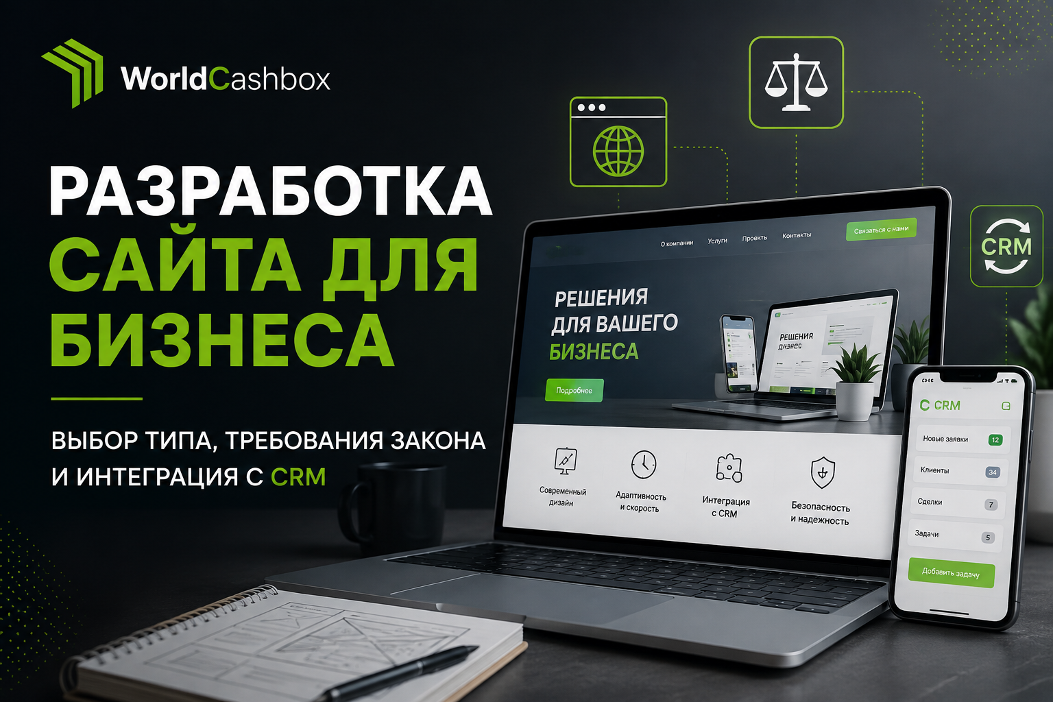 Разработка сайта для бизнеса: тип, закон и CRM